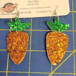 Glitter Carrot Dangle 2" Earrings